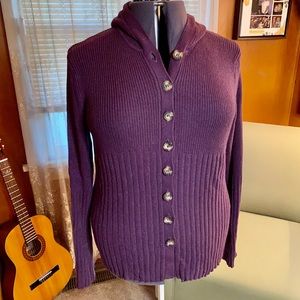 Motto Button Front Hoodie Sweater (Size L)